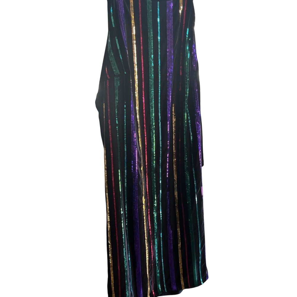 Eloquii Black Multicolor Sequin Stripe Long Sleeve Party Dress Size 14